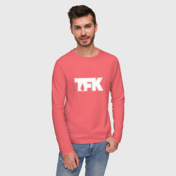 Лонгслив хлопковый мужской TFK: White Logo, цвет: коралловый — фото 2