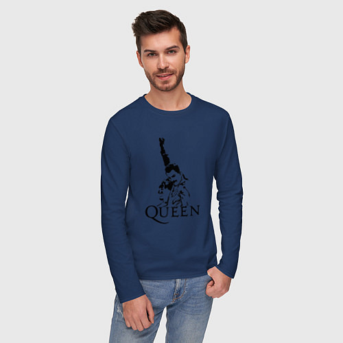 Мужской лонгслив Queen: Rock You / Тёмно-синий – фото 3