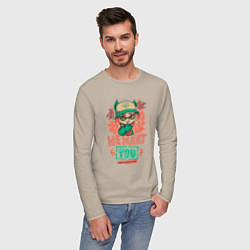 Лонгслив хлопковый мужской Salmon Run, цвет: миндальный — фото 2