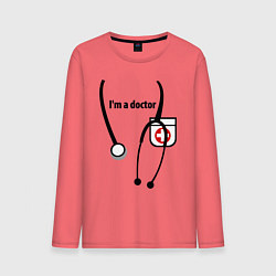 Лонгслив хлопковый мужской I m doctor, цвет: коралловый