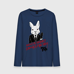 Лонгслив хлопковый мужской Misfits: White rabbit, цвет: тёмно-синий