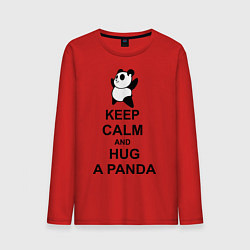 Лонгслив хлопковый мужской Keep Calm & Hug A Panda, цвет: красный