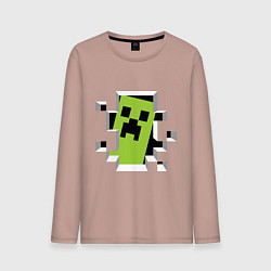 Лонгслив хлопковый мужской Crash Minecraft, цвет: пыльно-розовый