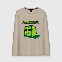 Лонгслив хлопковый мужской Minecraft Creeper, цвет: миндальный