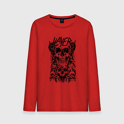 Лонгслив хлопковый мужской Slayer Skulls, цвет: красный
