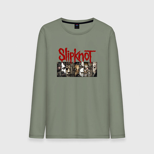 Мужской лонгслив Slipknot Faces / Авокадо – фото 1
