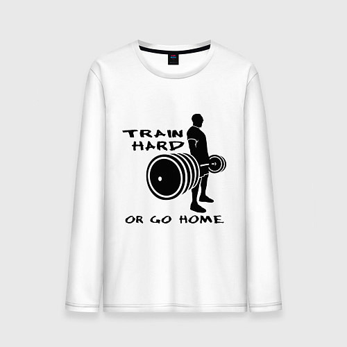 Мужской лонгслив Train hard or go home / Белый – фото 1