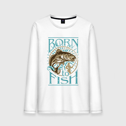 Мужской лонгслив Born to Fish / Белый – фото 1