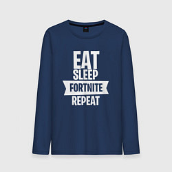 Лонгслив хлопковый мужской Eat Sleep Fortnite Repeat, цвет: тёмно-синий