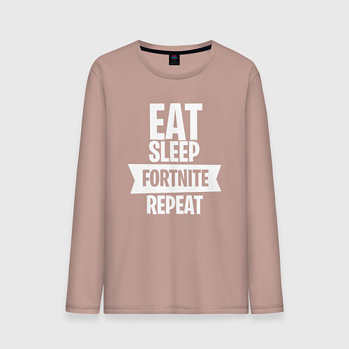 Мужской лонгслив Eat Sleep Fortnite Repeat / Пыльно-розовый – фото 1