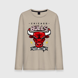 Лонгслив хлопковый мужской Chicago Bulls est. 1966, цвет: миндальный