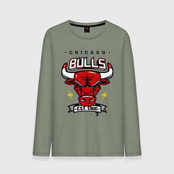 Лонгслив хлопковый мужской Chicago Bulls est. 1966, цвет: авокадо