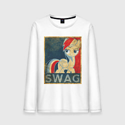 Лонгслив хлопковый мужской Rainbow Dash SWAG, цвет: белый