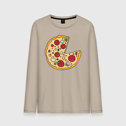 Мужской лонгслив Пицца парная / Миндальный – фото 1