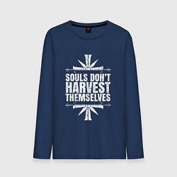 Лонгслив хлопковый мужской Harvest Themselves, цвет: тёмно-синий