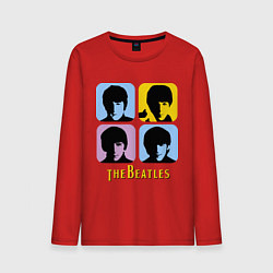 Лонгслив хлопковый мужской The Beatles: pop-art цвета красный — фото 1