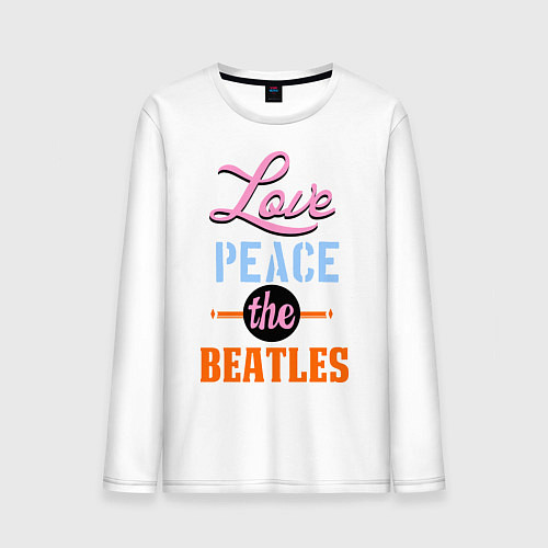 Мужской лонгслив Love peace the Beatles / Белый – фото 1