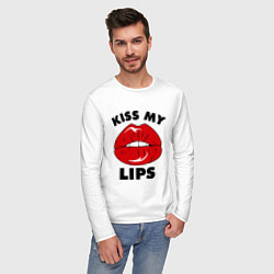 Лонгслив хлопковый мужской Kiss my Lips, цвет: белый — фото 2