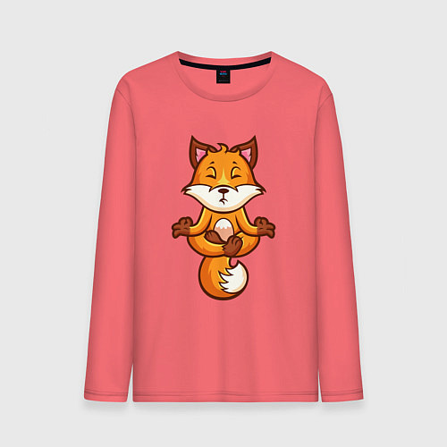 Мужской лонгслив Лисиная йога / Коралловый – фото 1