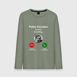 Лонгслив хлопковый мужской Escobar is calling, цвет: авокадо