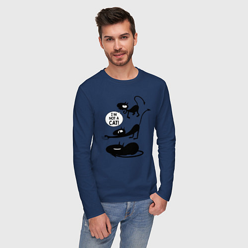 Мужской лонгслив I'm not a CAT! / Тёмно-синий – фото 3