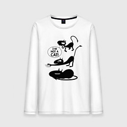 Лонгслив хлопковый мужской I'm not a CAT!, цвет: белый
