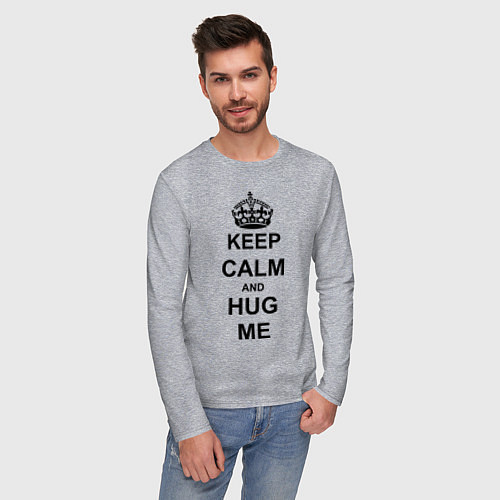 Мужской лонгслив Keep Calm & Hug Mе / Меланж – фото 3