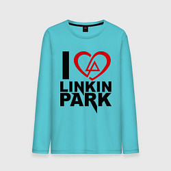 Лонгслив хлопковый мужской I love Linkin Park цвета бирюзовый — фото 1