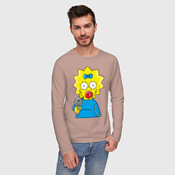 Лонгслив хлопковый мужской Мэгги с револьвером, цвет: пыльно-розовый — фото 2