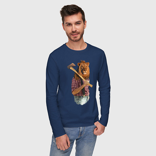 Мужской лонгслив Lion lumberjack / Тёмно-синий – фото 3