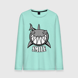 Лонгслив хлопковый мужской Shark Smile цвета мятный — фото 1