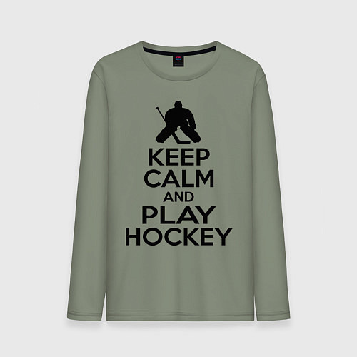 Мужской лонгслив Keep Calm & Play Hockey / Авокадо – фото 1