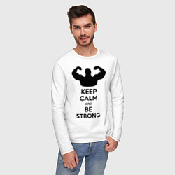 Лонгслив хлопковый мужской Keep Calm & Be Strong, цвет: белый — фото 2