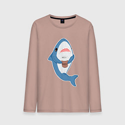 Лонгслив хлопковый мужской Hype Shark, цвет: пыльно-розовый