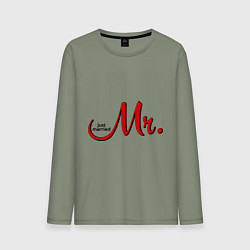 Лонгслив хлопковый мужской Mr. Just married, цвет: авокадо