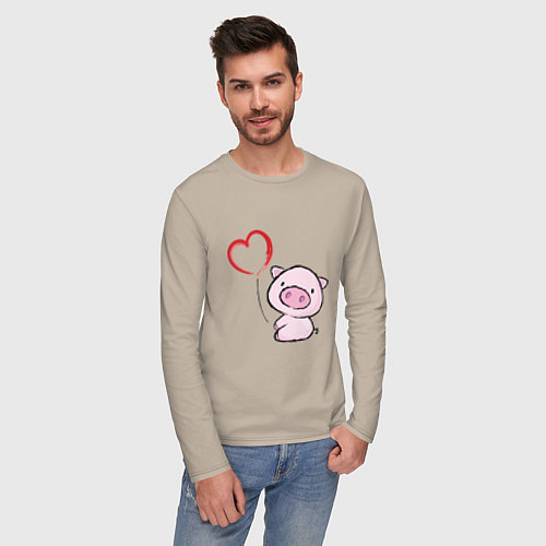 Мужской лонгслив Pig Love / Миндальный – фото 3