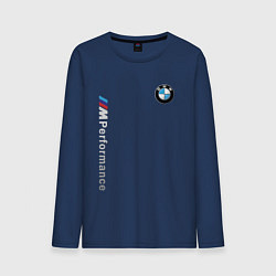 Лонгслив хлопковый мужской BMW M PERFORMANCE БМВ, цвет: тёмно-синий