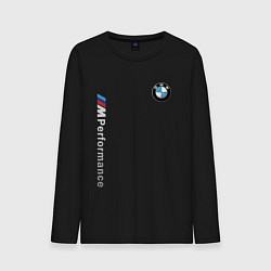 Лонгслив хлопковый мужской BMW M PERFORMANCE БМВ, цвет: черный