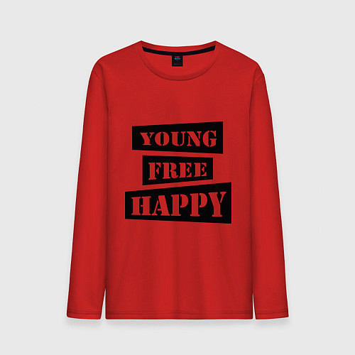 Мужской лонгслив Young free happy / Красный – фото 1