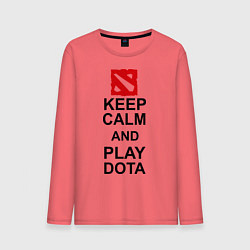 Лонгслив хлопковый мужской Keep Calm & Play Dota, цвет: коралловый