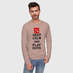 Лонгслив хлопковый мужской Keep Calm & Play Dota, цвет: пыльно-розовый — фото 2