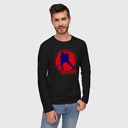 Лонгслив хлопковый мужской I love this Hockey, цвет: черный — фото 2