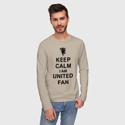 Лонгслив хлопковый мужской Keep Calm & United fan, цвет: миндальный — фото 2