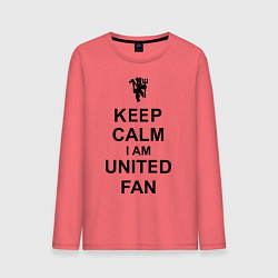 Лонгслив хлопковый мужской Keep Calm & United fan, цвет: коралловый