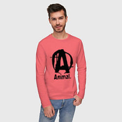 Лонгслив хлопковый мужской Animal Logo, цвет: коралловый — фото 2