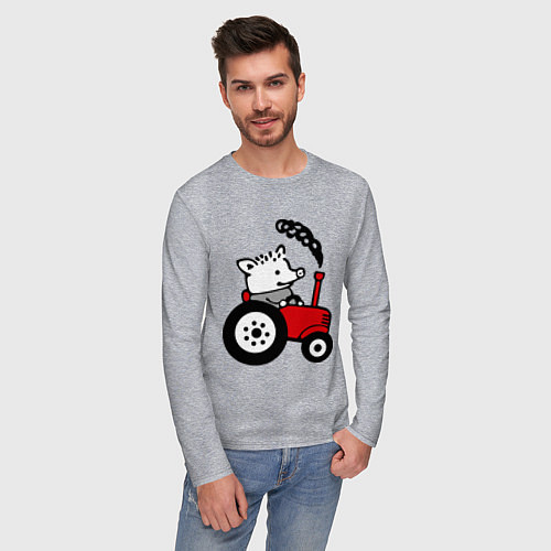 Мужской лонгслив Поросенок Петр / Меланж – фото 3