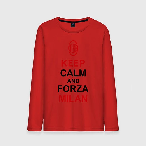 Мужской лонгслив Keep Calm & Forza Milan / Красный – фото 1