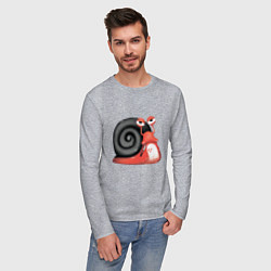 Лонгслив хлопковый мужской Боевая улитка, цвет: меланж — фото 2