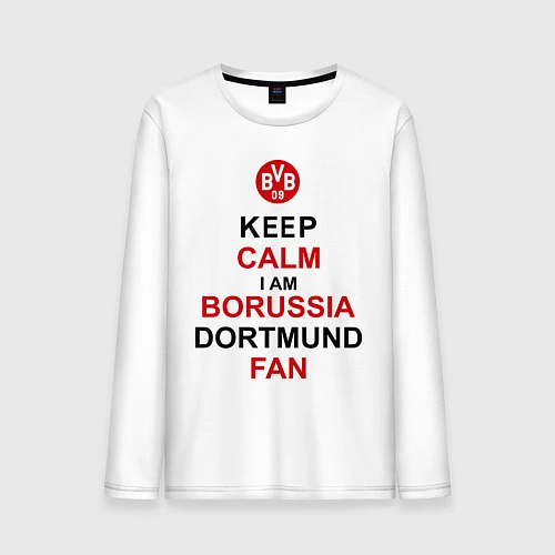 Мужской лонгслив Keep Calm & Borussia Dortmund fan / Белый – фото 1