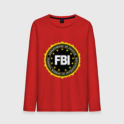 Лонгслив хлопковый мужской FBI Departament, цвет: красный